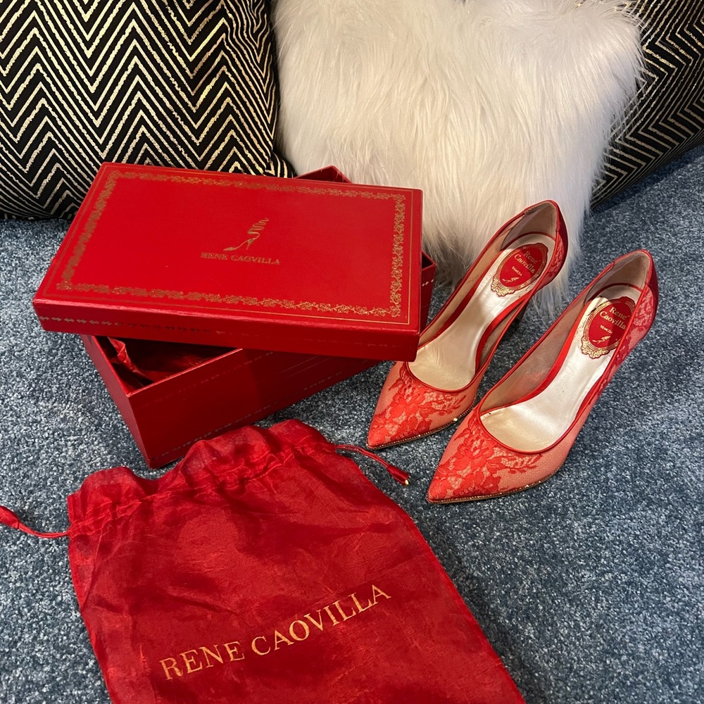 Rene Caovilla Size 39 red pump